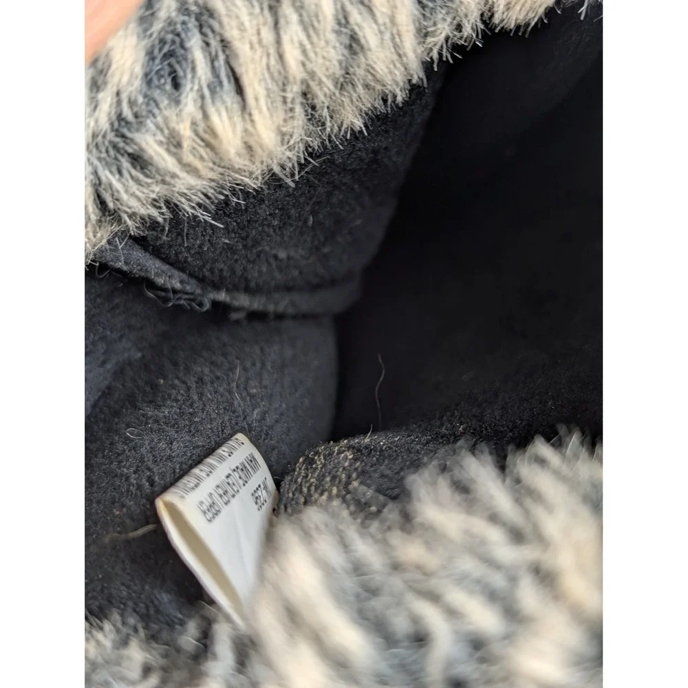 Womens Gray Black Quilted Faux Fur Trim Snow Duck‎ Boots Size 7B Waterproof Cold